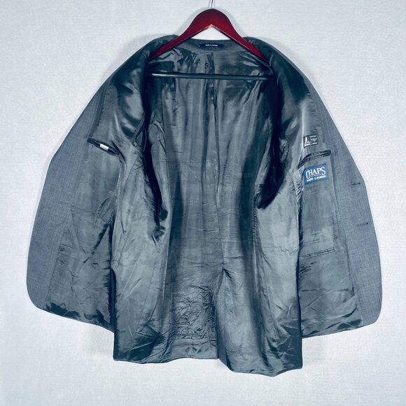 Vintage Ralph Lauren Chaps Suit Mens 44R Gray Wool 2 Piece Pinstripe 38x31 - Picture 7 of 16